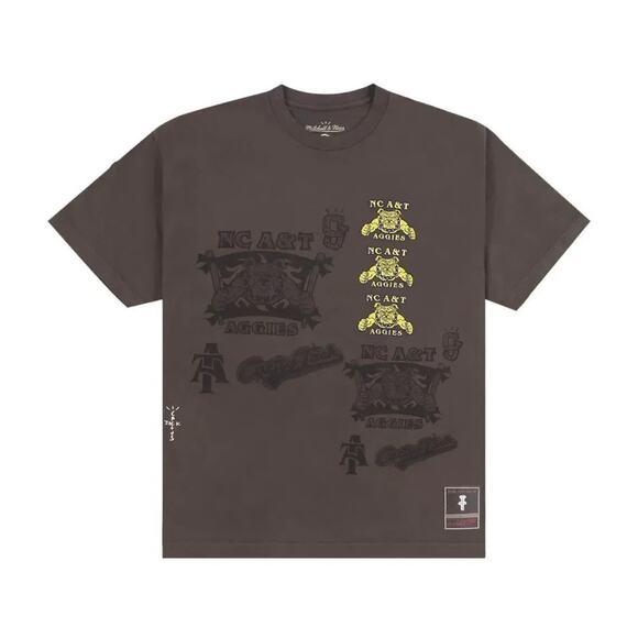Cactus Jack Travis Scott x Mitchell & Ness North Carolina A&T Aggies Tee New - Picture 1 of 4